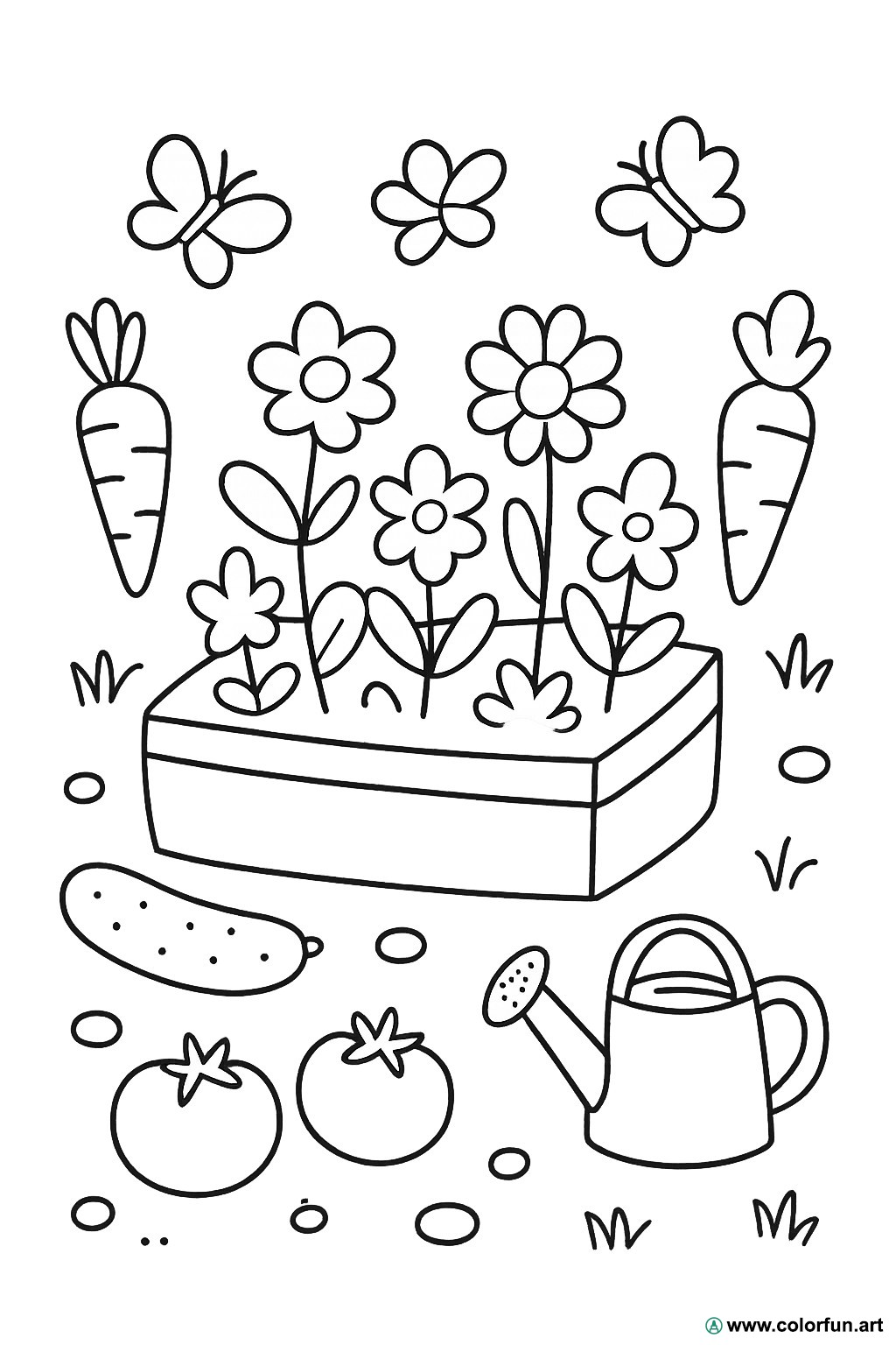 desenhos para colorir horta flores