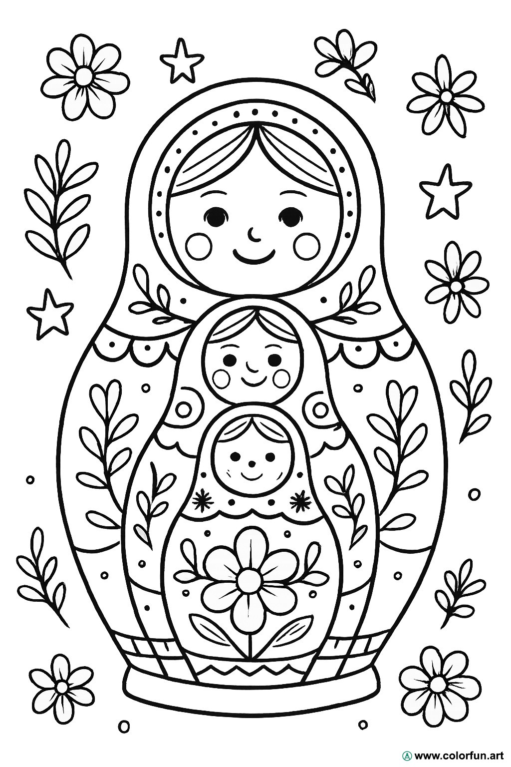 desenhos para colorir boneca russa vintage